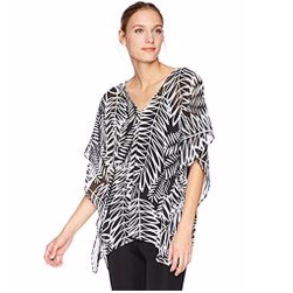 NYDJ Womens V Neck Chiffon Caftan